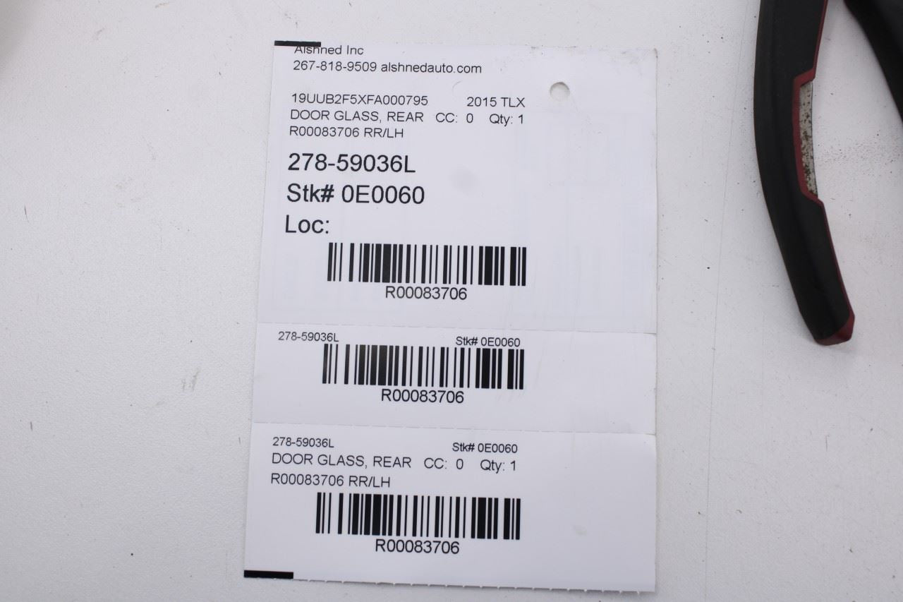 2015-2020 Acura TLX Tech Rear Left Door Window Movable Glass 73450-TZ3-A00 OEM - Alshned Auto Parts