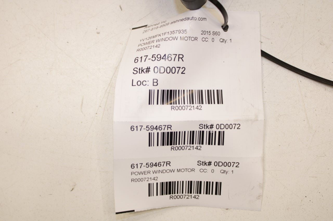 2015-2018 Volvo S60 T5 Premier Rear Right Side Power Window Motor 31253063 OEM - Alshned Auto Parts