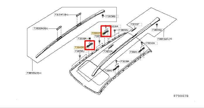 14-20 Infiniti QX60 FR and RR RH Roof Rail Luggage Molding Brackets 738A0-3JA0B - Alshned Auto Parts