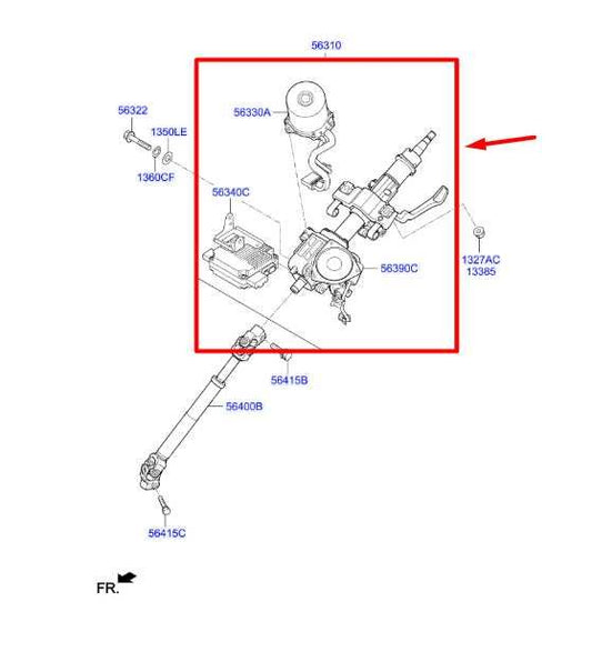 2013-2015 Kia Sorento EX 3.3L AWD Steering Column Assembly 56300-1U600 OEM - Alshned Auto Parts