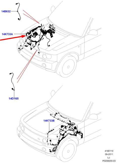 2010-12 Land Rover Range Rover HSE 5.0L Right Side Engine Wire Harness LR0218451
