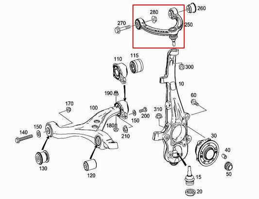 2012-15 Mercedes-Benz ML350 RWD Front Right Side Upper Control Arm 166-330-18-07 - Alshned Auto Parts