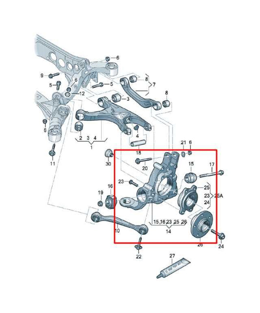 2012-18 Audi A7 Premium AWD Rear Suspension Left Side Spindle Knuckle Hub *ReaD* - Alshned Auto Parts