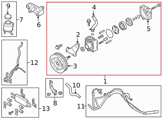 2014-2017 Infiniti QX50 3.7L Power Steering Pump 49110-JK20A OEM - Alshned Auto Parts