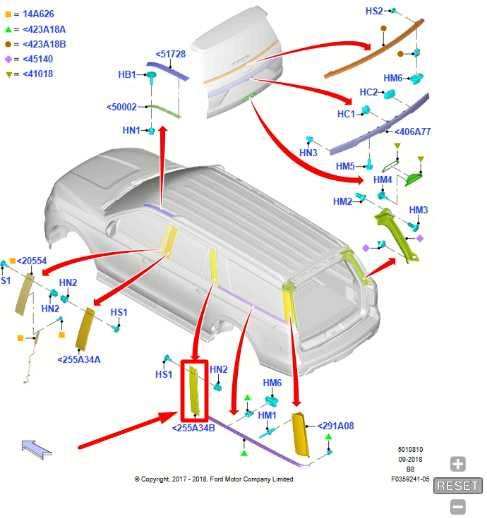 2018-24 Ford Expedition Rear Left Exterior C-Pillar Molding JL1B-78254A43-AG OEM - Alshned Auto Parts