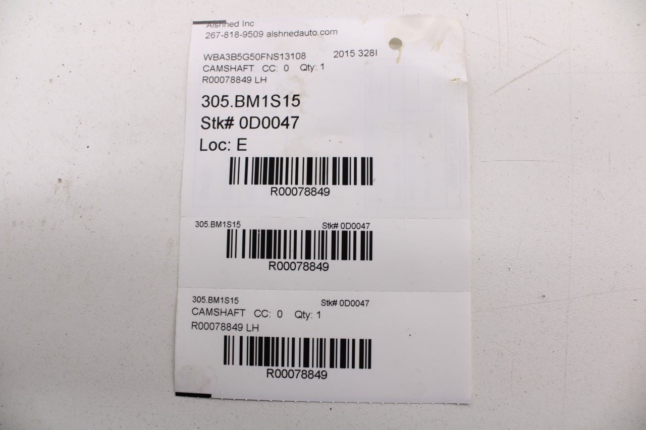 13-16 BMW 328i xDrive SULEV 2.0L Engine Intake Camshaft w/ Sprocket 11317616469 - Alshned Auto Parts