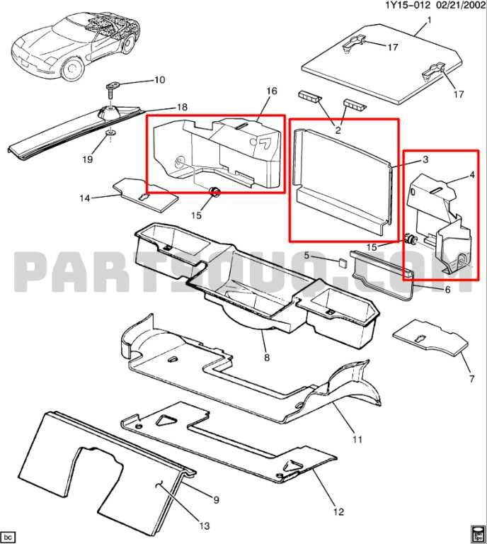 1997-04 Chevy Corvette Rear Cargo Corner and Center Compartment Carpet Panel Set - Alshned Auto Parts