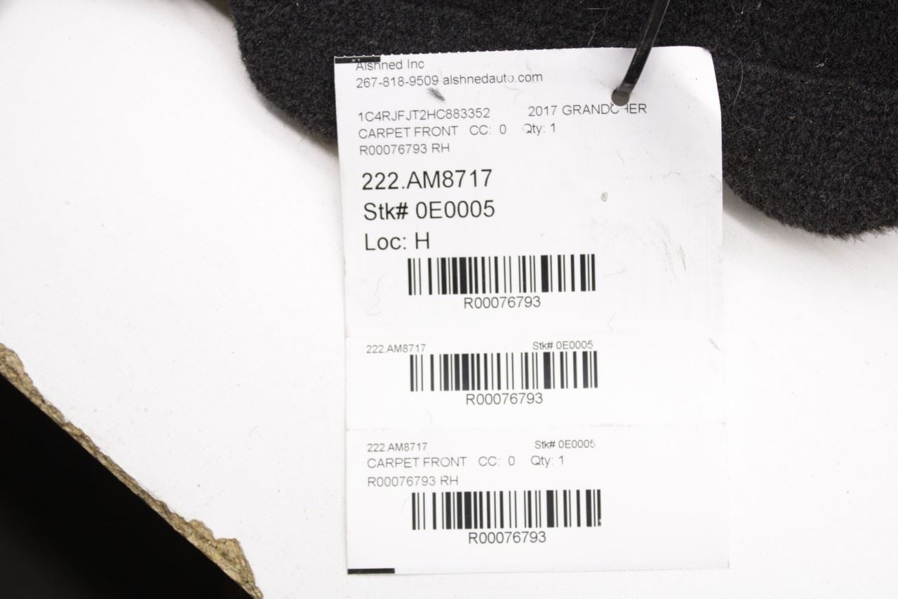 2016-21 Jeep Grand Cherokee Summit Front RH Side Floor Interior Carpet Liner Mat - Alshned Auto Parts