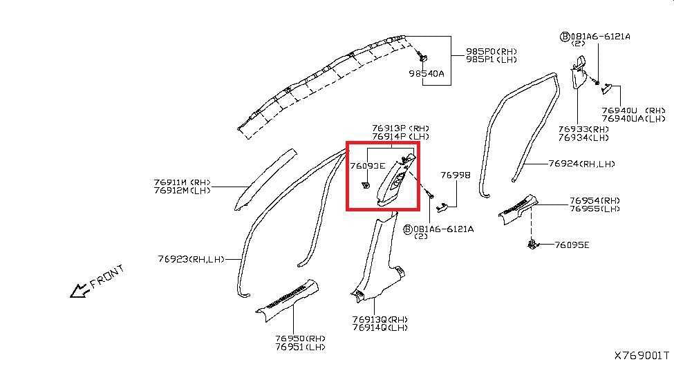 2019-2021 Infiniti QX50 Essential Right and Left Center Upper B-Pillar Trim Set1