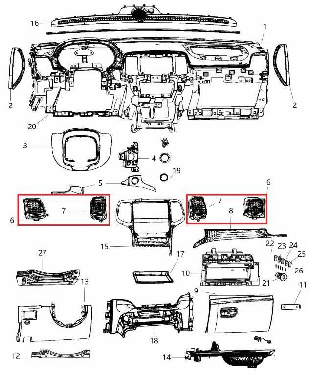 2011-2018 Dodge Durango SXT Dash Panel AC Heater Outlet Air Vent Grille Set of 41