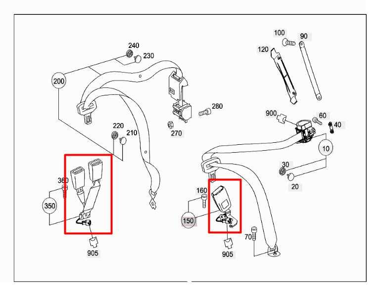 10-16 Mercedes-Benz E350 Rear RH LH Side and Center 2nd Row Seat Belt Buckle Set1