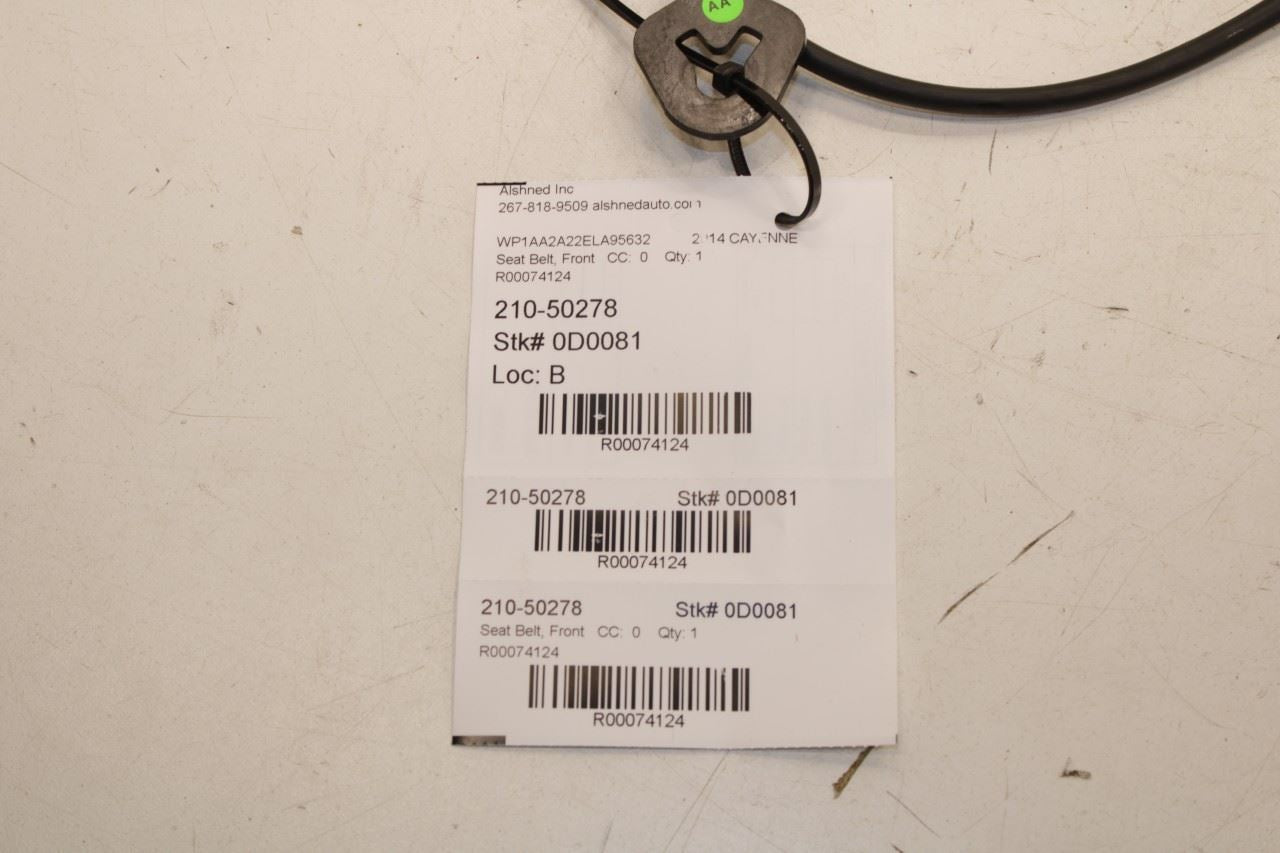 11-18 Porsche Cayenne Platinum 3.6L Front Passenger Right Side Seat Belt Buckle - Alshned Auto Parts