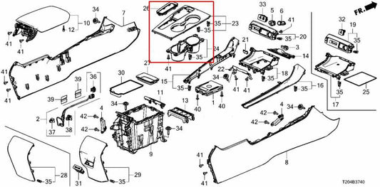 2022-26 Honda Civic Sport Front Center Console Shifter Bezel Trim w/ Cup Holder - Alshned Auto Parts