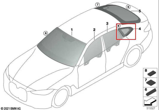 2023-2025 BMW 430i Gran Coupe xDrive Rear Left Driver Side Quarter Window Glass - Alshned Auto Parts