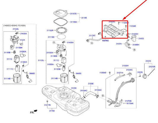 2017-2020 Hyundai Elantra Fuel Vapor Evaporator Emission Canister 31400-F3500 - Alshned Auto Parts