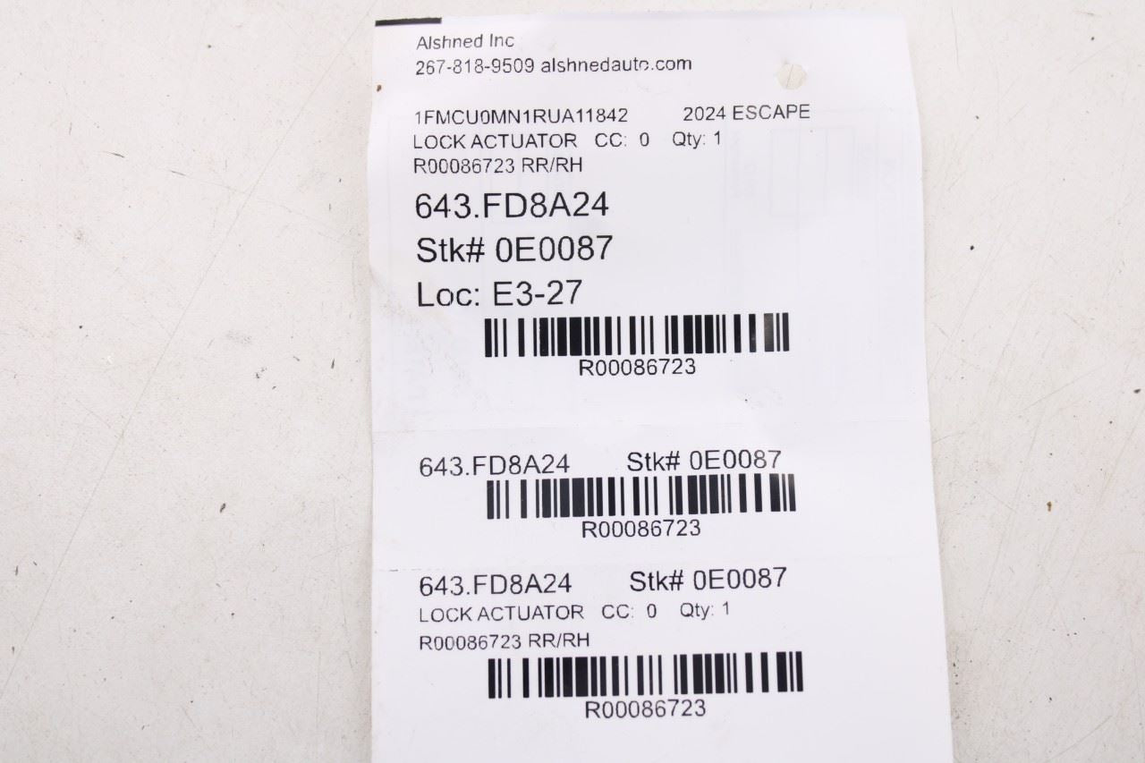 2023-2026 Ford Escape ST Rear Right Passenger Side Door Lock Latch Actuator - Alshned Auto Parts