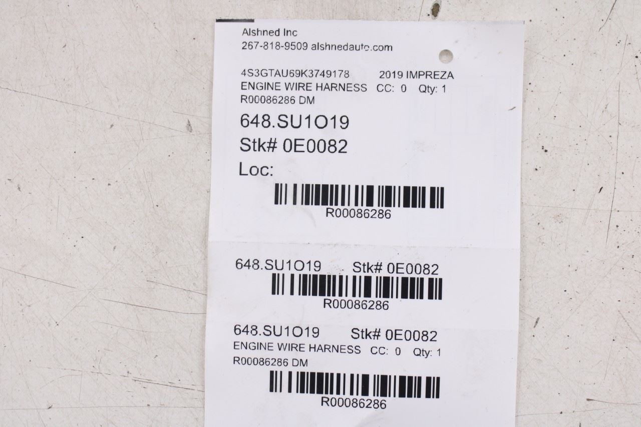 2017-2019 Subaru Impreza 2.0I Limited Engine Wire Harness 24020AG27B OEM *ReaD*13