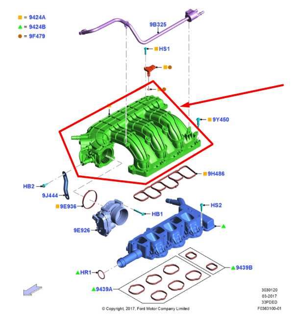 2018-2020 Ford F150 3.3L Engine Upper Intake Manifold JL3E-9424-DD OEM - Alshned Auto Parts