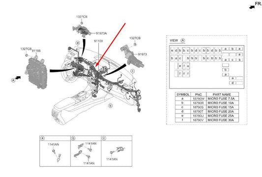 2021-2024 Kia K5 GT-Line Dash Instrument Panel Wire Harness 91110-L3200 *ReaD* - Alshned Auto Parts