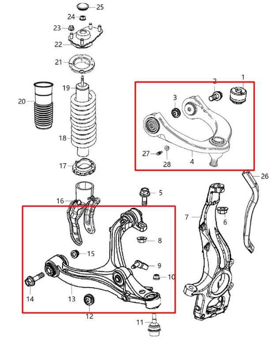 2011-2015 Dodge Durango SXT AWD Front Right Side Lower and Upper Control Arm Set - Alshned Auto Parts