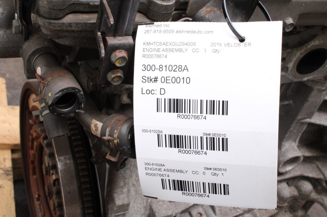 2016-17 Hyundai Veloster 1.6L turbo Engine Motor VIN E 8th digit 81K 171N1-2BU04 - Alshned Auto Parts