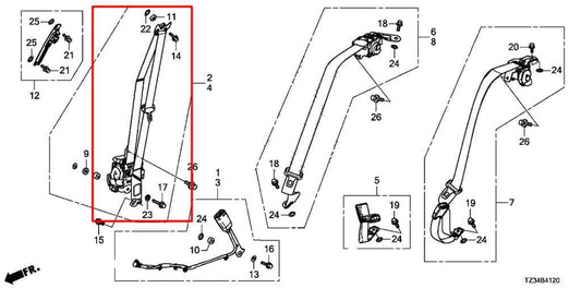 15-20 Acura TLX Tech Front Driver Left Side Seat Belt Retractor 04818-TZ3-A01ZC - Alshned Auto Parts