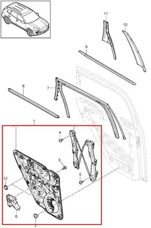 2011-18 Porsche Cayenne S Rear Right Door Window Regulator w/ Carrier and Motor1