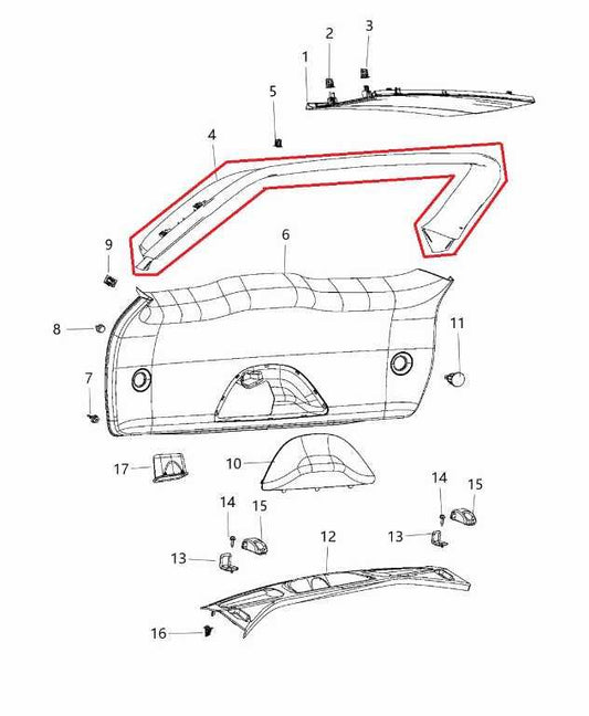14-21 Jeep Grand Cherokee Summit Rear Liftgate Panel Upper Trim 1XW82DX9AB *ReaD - Alshned Auto Parts