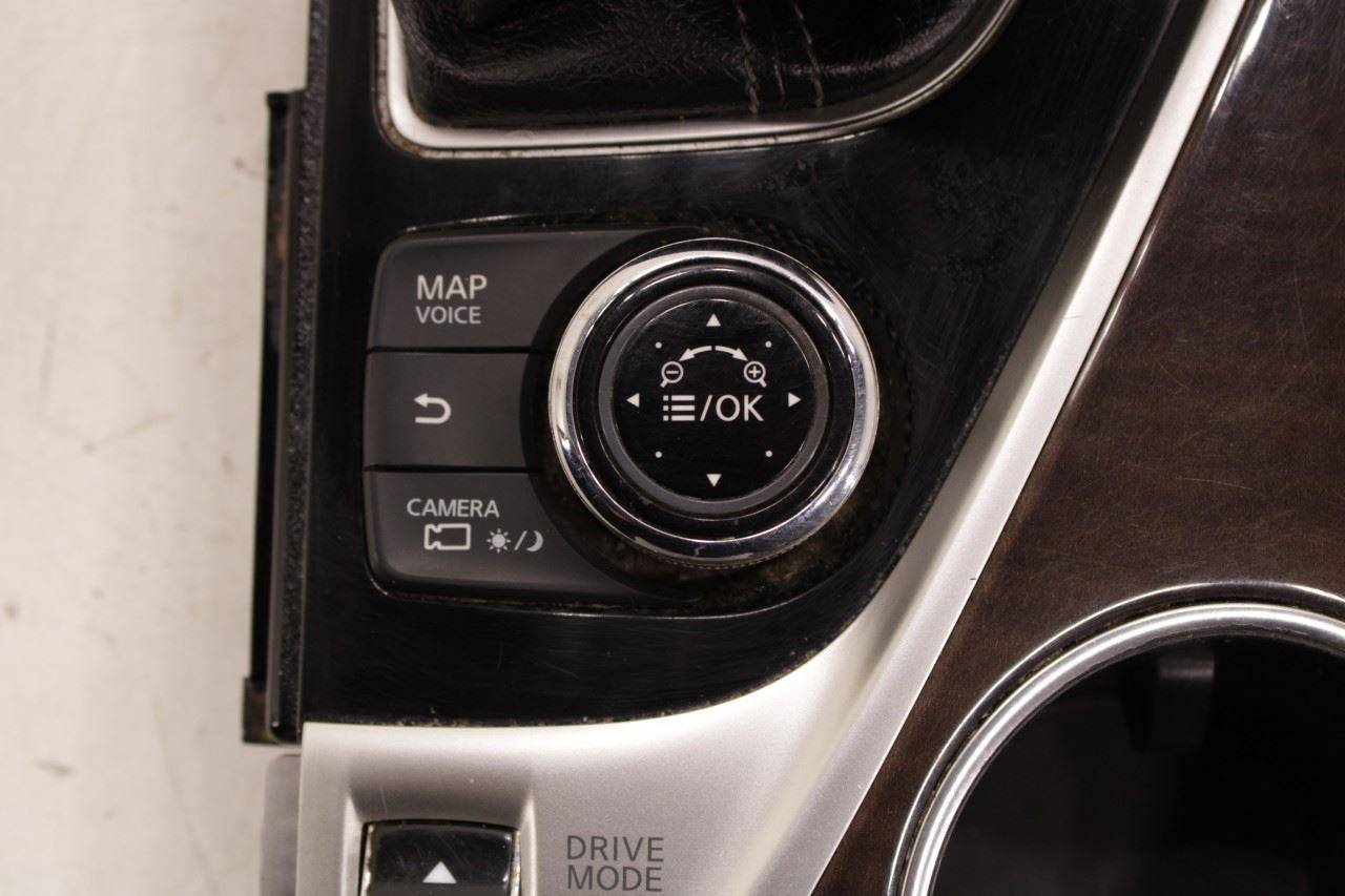15-17 Infiniti Q50 Premium Front Center Console Shifter Bezel Trim w/ Cup Holder - Alshned Auto Parts