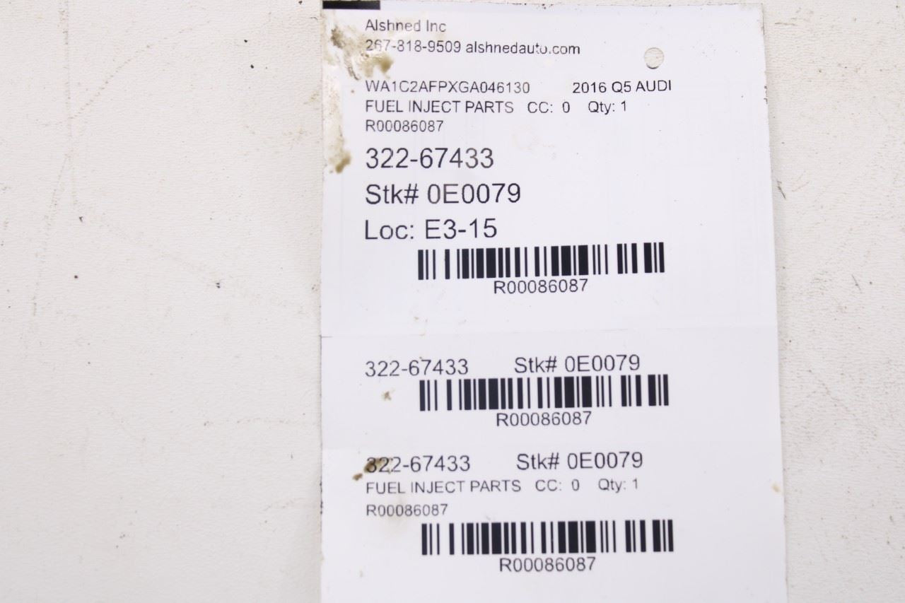 2013-2017 Audi Q5 Premium 2.0L Fuel Rail with Injectors 06H133317D OEM23