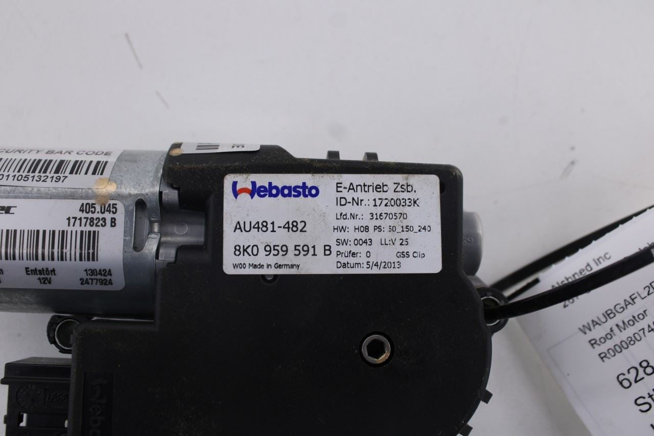 10-16 Audi S4 Premium Plus Roof Power Sliding Glass Sunroof Motor 8K0-959-591-B3