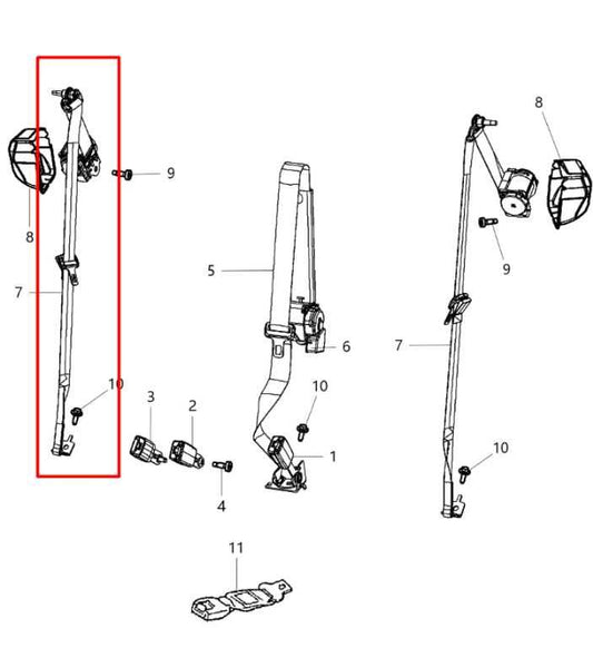 2014-18 Dodge Durango SXT Rear Right Side 2nd Row Seat Belt Retractor 5ME38DX9AA - Alshned Auto Parts