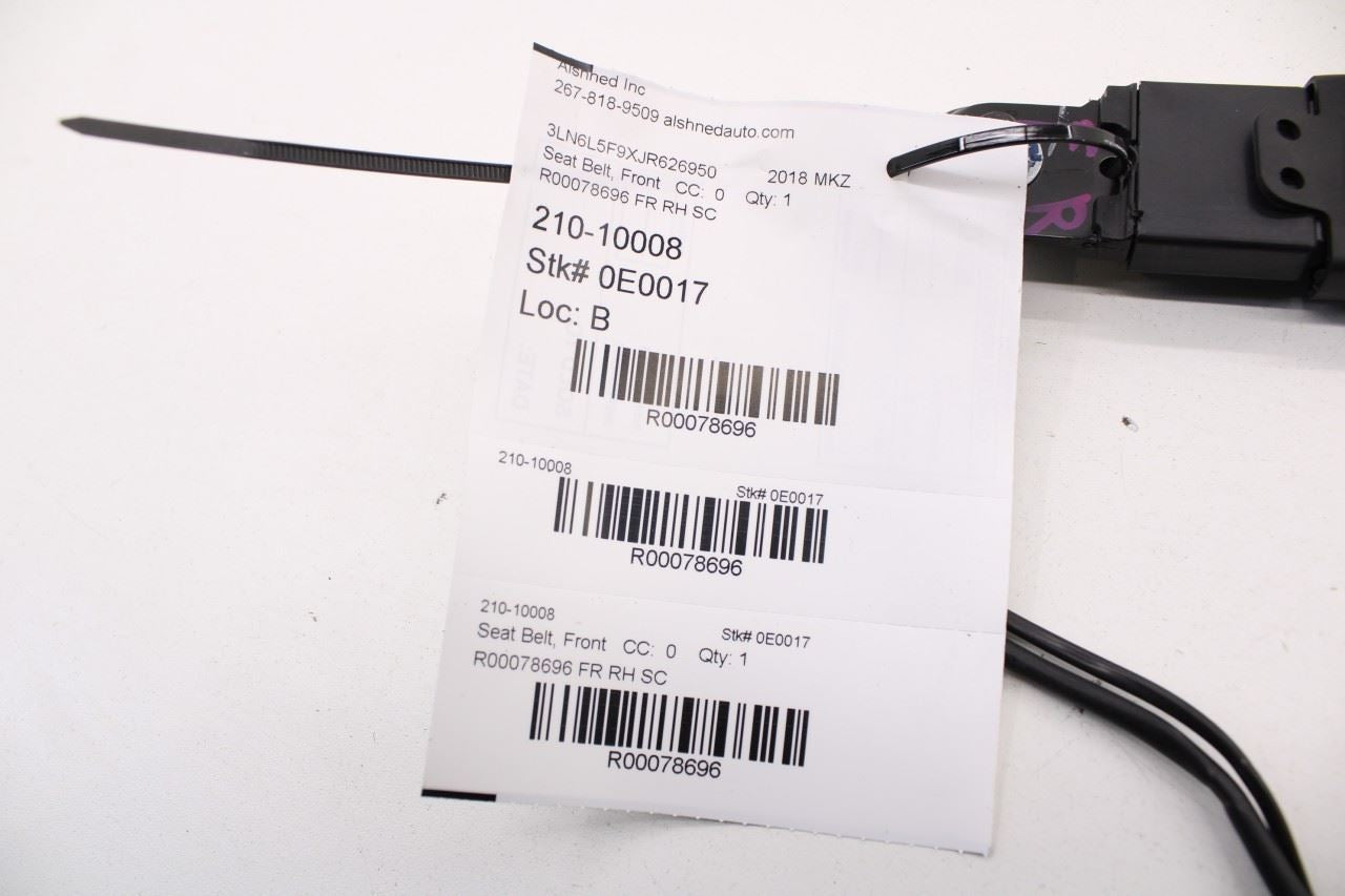 2017-20 Lincoln MKZ Reserve 2.0L AWD Front Passenger Right Side Seat Belt Buckle - Alshned Auto Parts