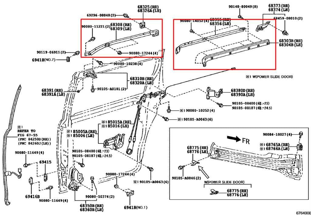 11-20 Toyota Sienna LE FWD Rear Passenger Right Side Sliding Door Upper Rail Set - Alshned Auto Parts