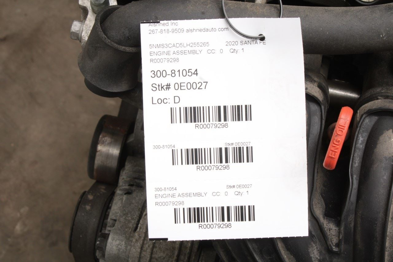 19-20 Hyundai Santa Fe SEL 2.4L AWD Engine Motor VIN D 8th digit 78K 21101-2GK18 - Alshned Auto Parts