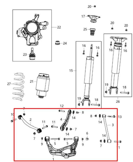 15-22 Jeep Grand Cherokee Summit 4WD Rear Suspension Left Control Arm Set *ReaD* - Alshned Auto Parts