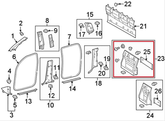 2016-23 Toyota Tacoma SR5 Rear Right Behind Seat Luggage Compartment 64421-04050 - Alshned Auto Parts