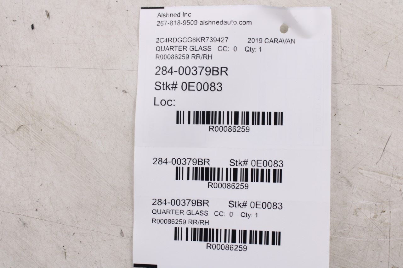 2008-20 Dodge Grand Caravan SXT Rear Right Quarter Window Fixed Glass 5109652AH12