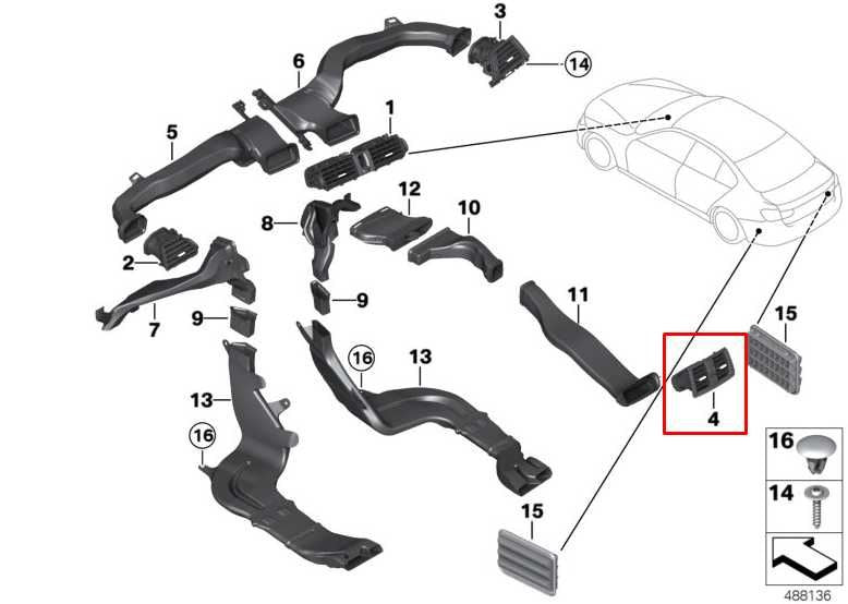 17-20 BMW 430i xDrive Center Console Back Panel End Cap w/ Air Vent Duct Grille2