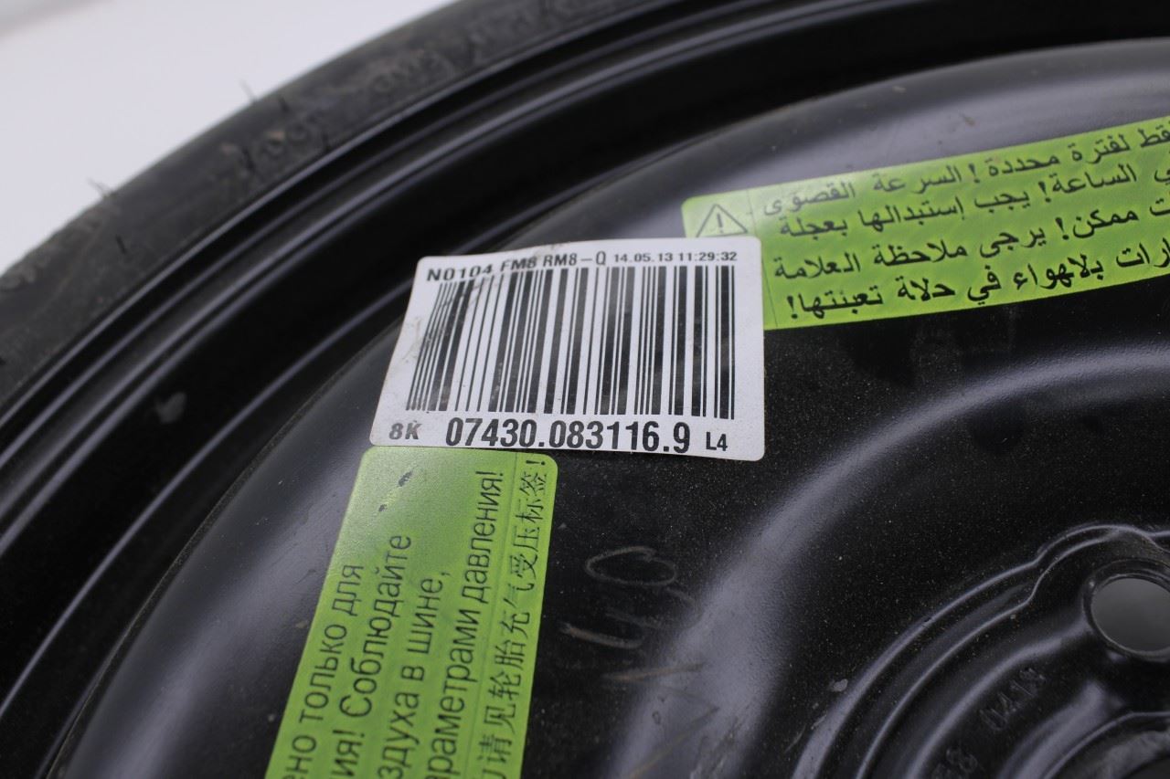 2010-2016 Audi S4 Premium Plus Steel Spare Wheel Tire T125/70R19 100M R19x4 - Alshned Auto Parts