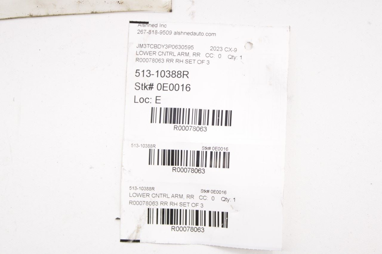2016-23 Mazda CX-9 Grand Touring AWD Rear Passenger RH Side Control Arm Set of 3 - Alshned Auto Parts