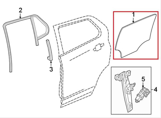 2018-2024 Chevrolet Equinox LT Rear Right Door Window Movable Glass 84388313 OEM - Alshned Auto Parts