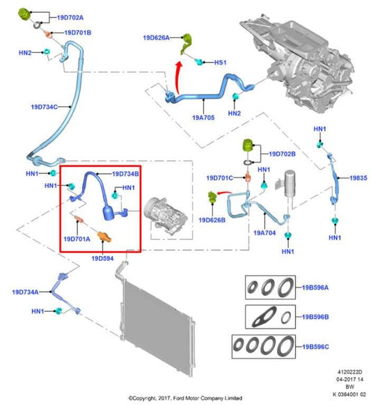 2018-2021 Ford EcoSport SE 1.0L FWD AC Conditioning Discharge Tube Hose Pipe - Alshned Auto Parts