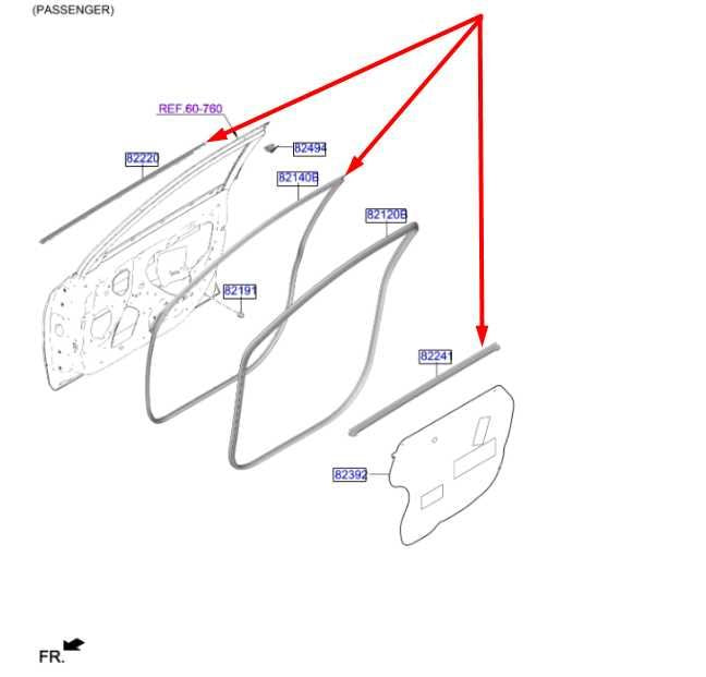 2019-21 Hyundai Veloster Front Right Door Weatherstrip w/ Belt Weatherstrip Set1