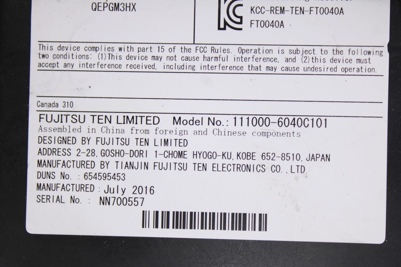 2017-2018 Buick Lacrosse Premium Fujitsu Ten Satellite Radio Receiver 84102334 - Alshned Auto Parts