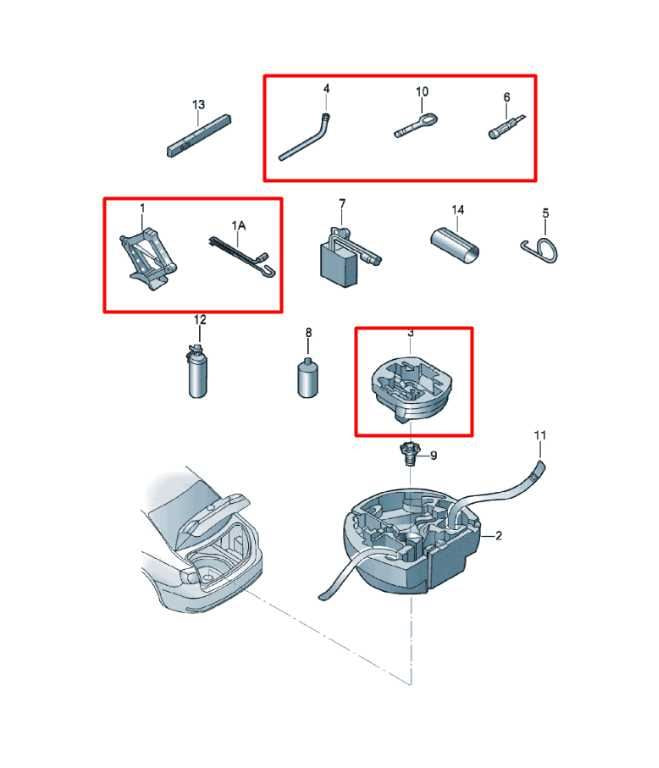 16-18 Volkswagen Jetta Sport FWD Lift Jack and Tool Kit w/ Foam Holder Container1