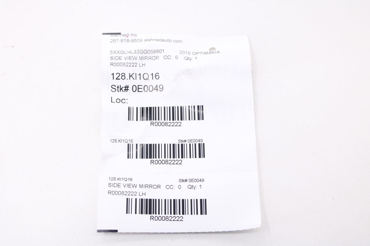 2016-20 Kia Optima EX 2.4L FWD Driver Left Side Rear View Mirror 87610-D5050 OEM15