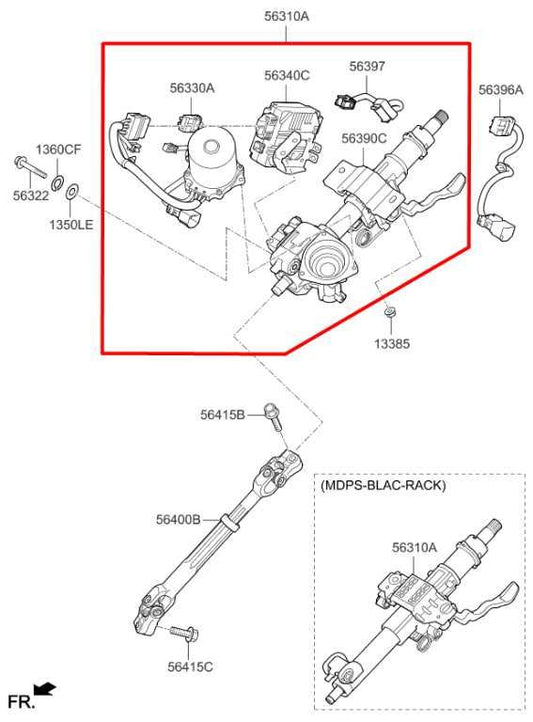 2016-2018 Kia Optima EX 2.4L FWD Steering Column Assembly 56300D5700 OEM - Alshned Auto Parts