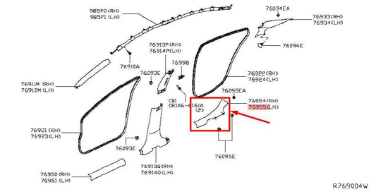 2019-2024 Nissan Altima RR Right Side Door Sill Scuff Plate Trim 769B6-6CA0A OEM - Alshned Auto Parts