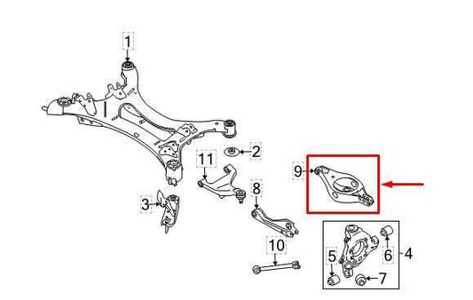 2013-2024 Nissan Pathfinder SV FWD Rear Left Side Lower Control Arm 551B0-3JA0A - Alshned Auto Parts